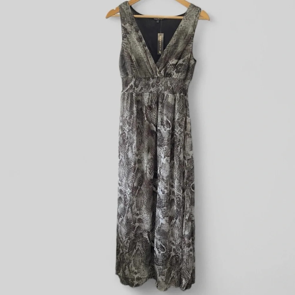 Anthropologie Chaudry Snake Skin Maxi Dress Size S